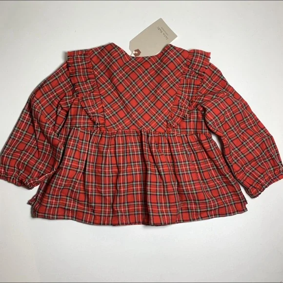 NWT Zara Red Scotch Plaid Babydoll Top Size 2-3 Years - Picture 3 of 9